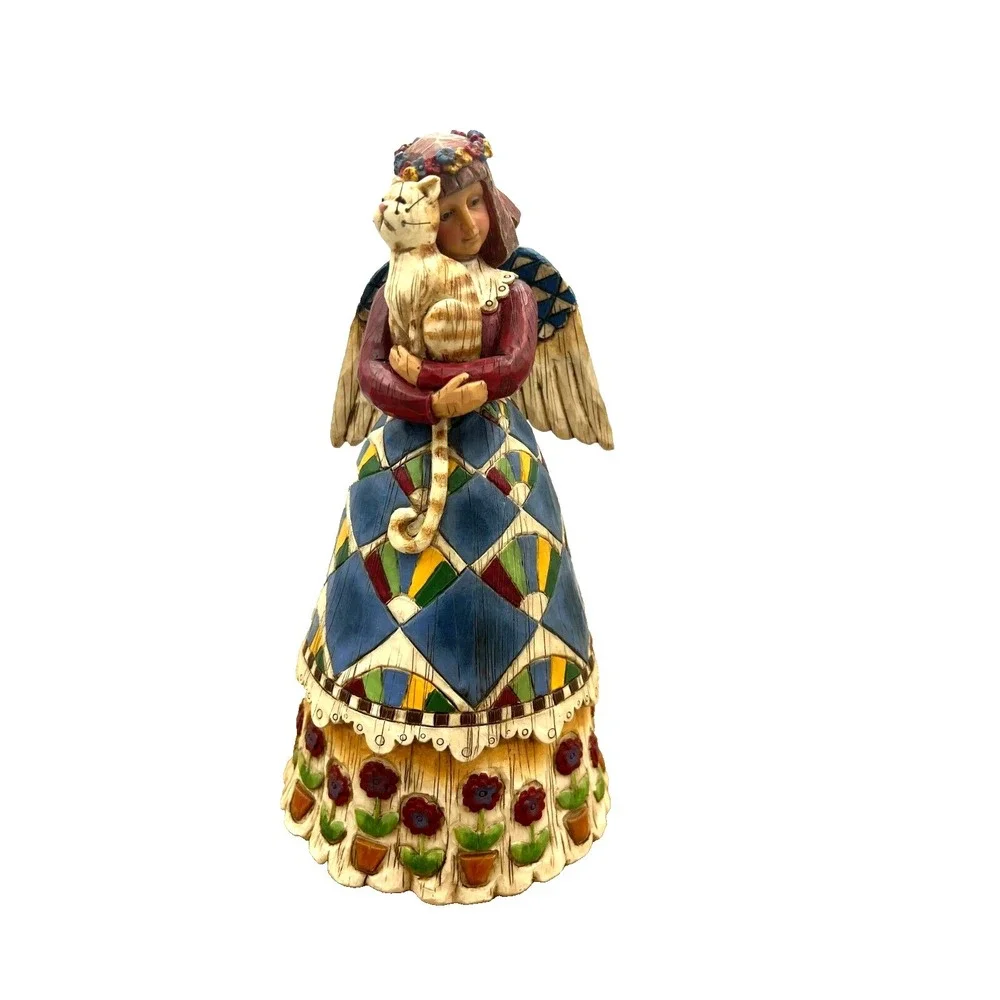 Jim Shore Heartwood Creek Enesco Angel Hugging Cat Kitten Figurine 105170 NO BOX
